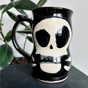 Handcrafted Halloween Skull Coffee Mug Stone Pottery 🎃👻